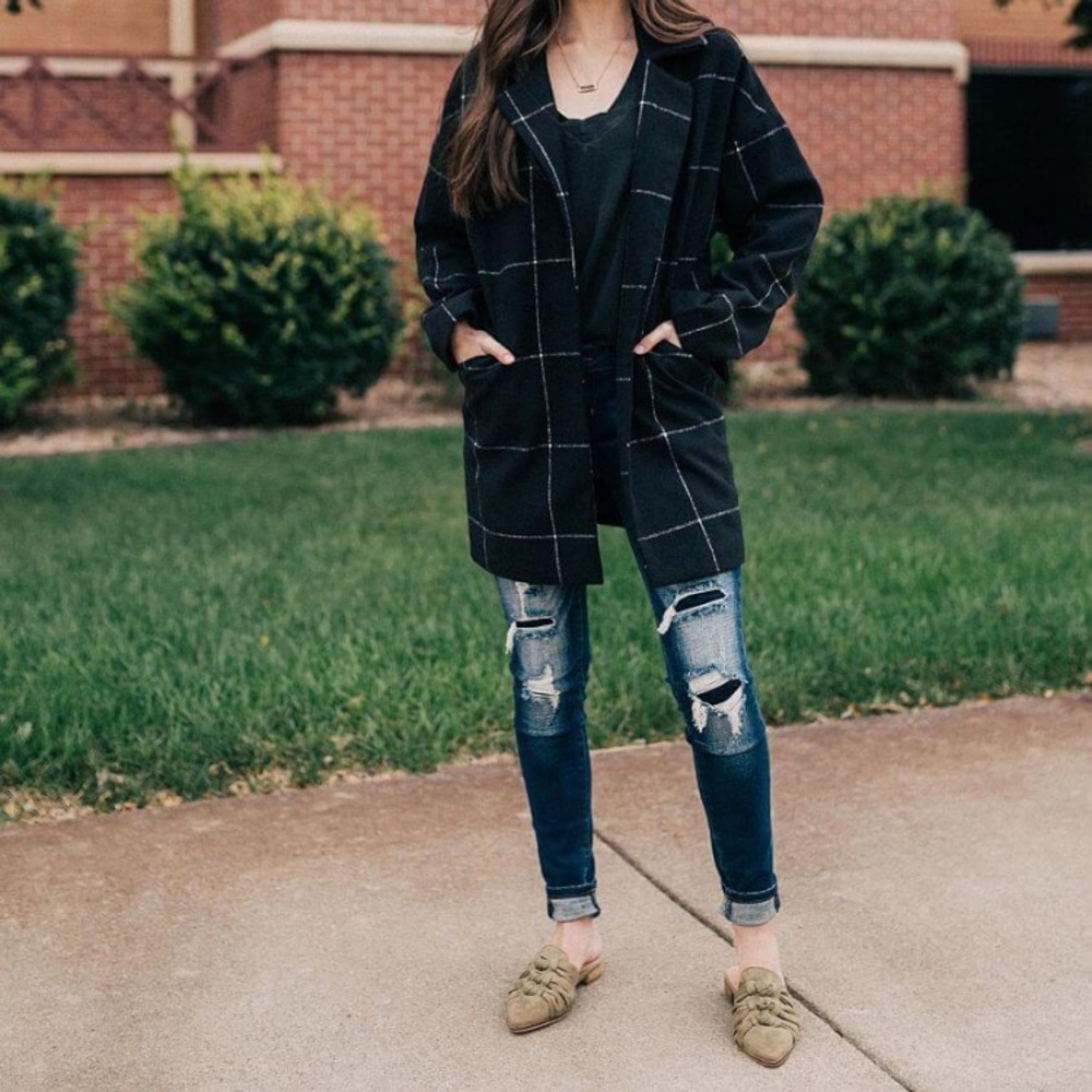Plaid pea coat